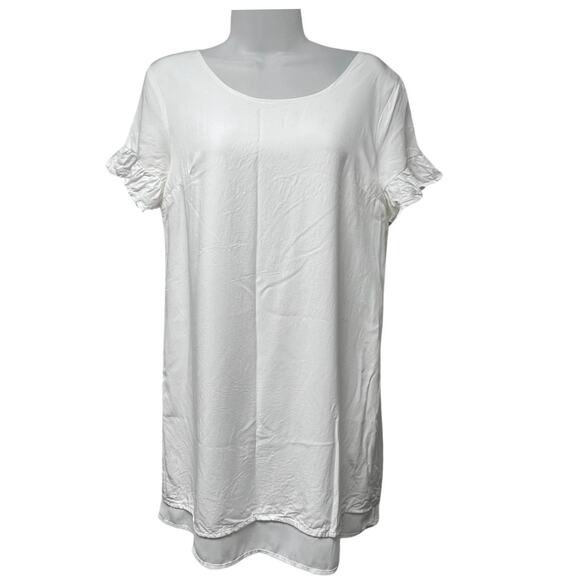 Lulus Lined White Short Sleeve Shift Mini Dress Keyhole Back  Size Small - Picture 1 of 5